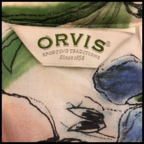 Orvis Semi Sheer Cotton Floral Tunic Top Size L - Picture 4 of 10